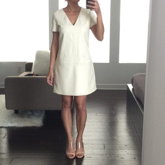 zara white leather dress